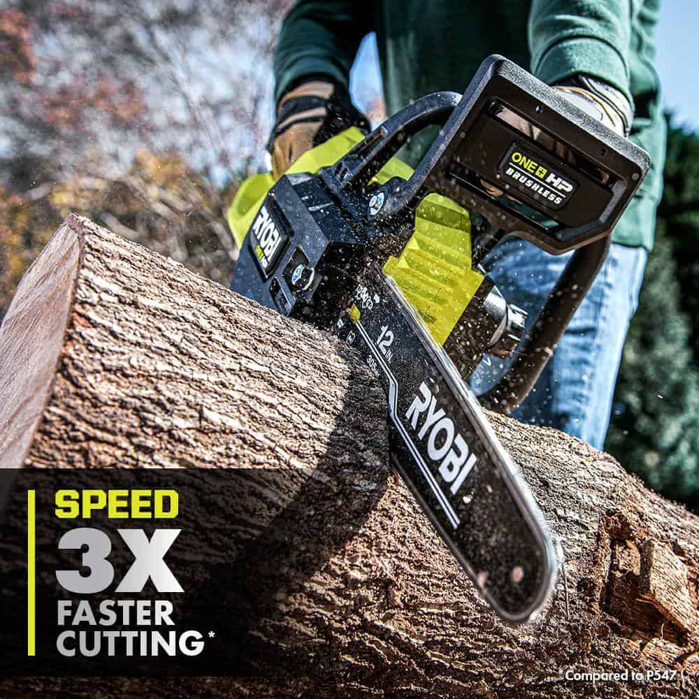 RYOBI P2570-PS ONE+ HP 18V Brushless Whisper Series Battery 12 in. Chainsaw and 8 in. Pole Saw with 6.0 Ah Battery and Charger