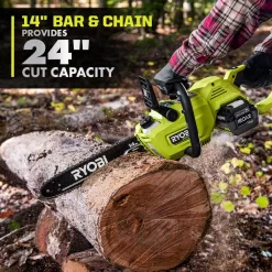 RYOBI RY405100-2B 40V HP Brushless 14 in. Battery Chainsaw with (2) 4.0 Ah Batteries and Charger