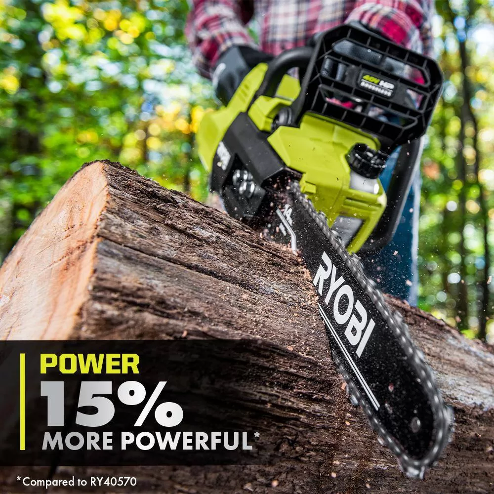 RYOBI RY405100-2B 40V HP Brushless 14 in. Battery Chainsaw with (2) 4.0 Ah Batteries and Charger