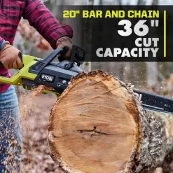 RYOBI RY405110 40V HP Brushless 20 in. Battery Chainsaw with 8.0 Ah Battery and Rapid Charger
