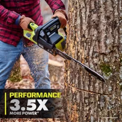 RYOBI RY405110 40V HP Brushless 20 in. Battery Chainsaw with 8.0 Ah Battery and Rapid Charger