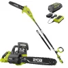 RYOBI RY40550-PS 40V HP Brushless 16 in. Battery Chainsaw and 10 in. Battery Pole Saw with 4.0 Ah Battery and Charger