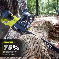 RYOBI 40V HP Brushless 18 in. Battery Chainsaw and 190 MPH 730CFM Battery Leaf Blower w/ (3) Batteries, (two) Chargers