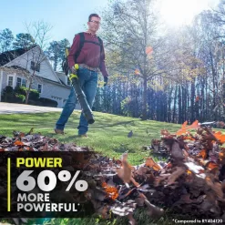 RYOBI RY404170-HDG 40V HP Brushless Whisper Series 165 MPH 730 CFM Backpack Blower & Hedge Trimmer w/ (2) 6.0 Ah Batteries & Charger