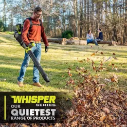 RYOBI RY404170-HDG 40V HP Brushless Whisper Series 165 MPH 730 CFM Backpack Blower & Hedge Trimmer w/ (2) 6.0 Ah Batteries & Charger