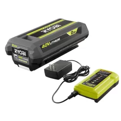 RYOBI 40V 10 in. Cordless Battery Pole Saw and 18 in. Cordless Battery Pole Hedge Trimmer with 2.0 Ah Battery and Charger