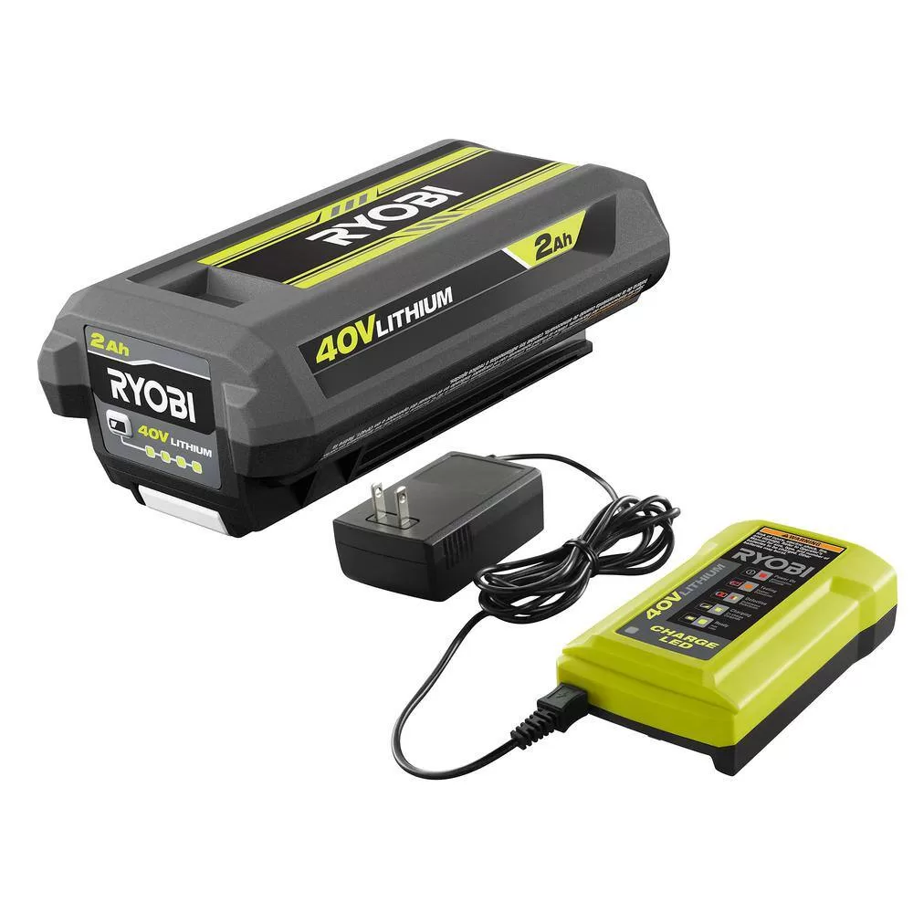 RYOBI 40V 10 in. Cordless Battery Pole Saw and 18 in. Cordless Battery Pole Hedge Trimmer with 2.0 Ah Battery and Charger