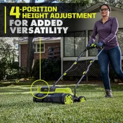 RYOBI P2740 ONE+ HP 18V Brushless 14 in. Cordless Battery Dethatcher/Aerator with (2) 4.0 Ah Batteries and Charger