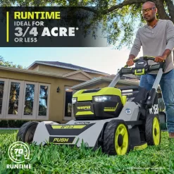 RYOBI 40-Volt HP Brushless 21 in. Whisper Series Cordless Walk-Behind Multi-Blade Push Mower - (2) 6.0 Ah Batteries & Charger