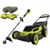 RYOBI 40V HP Brushless 20 in. Cordless Battery Walk Behind Push Mower & String Trimmer with (2) Batteries and Chargers