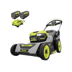 RYOBI 40-Volt HP Brushless 21 in. Whisper Series Cordless Walk-Behind Multi-Blade Push Mower - (2) 6.0 Ah Batteries & Charger