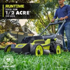 RYOBI RY401180-2X 40V HP Brushless 20 in. Cordless Electric Battery Walk Behind Self-Propelled Mower w/Blower (2) Batteries/Chargers