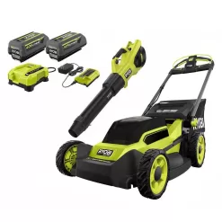 RYOBI RY401180-2X 40V HP Brushless 20 in. Cordless Electric Battery Walk Behind Self-Propelled Mower w/Blower (2) Batteries/Chargers