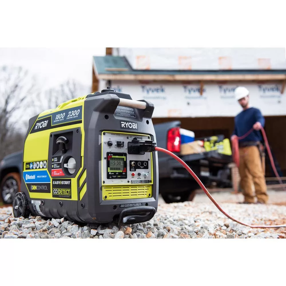 RYOBI 2,300-Watt Recoil Start Bluetooth Super Quiet Gasoline Powered Digital Inverter Generator with CO Shutdown Sensor