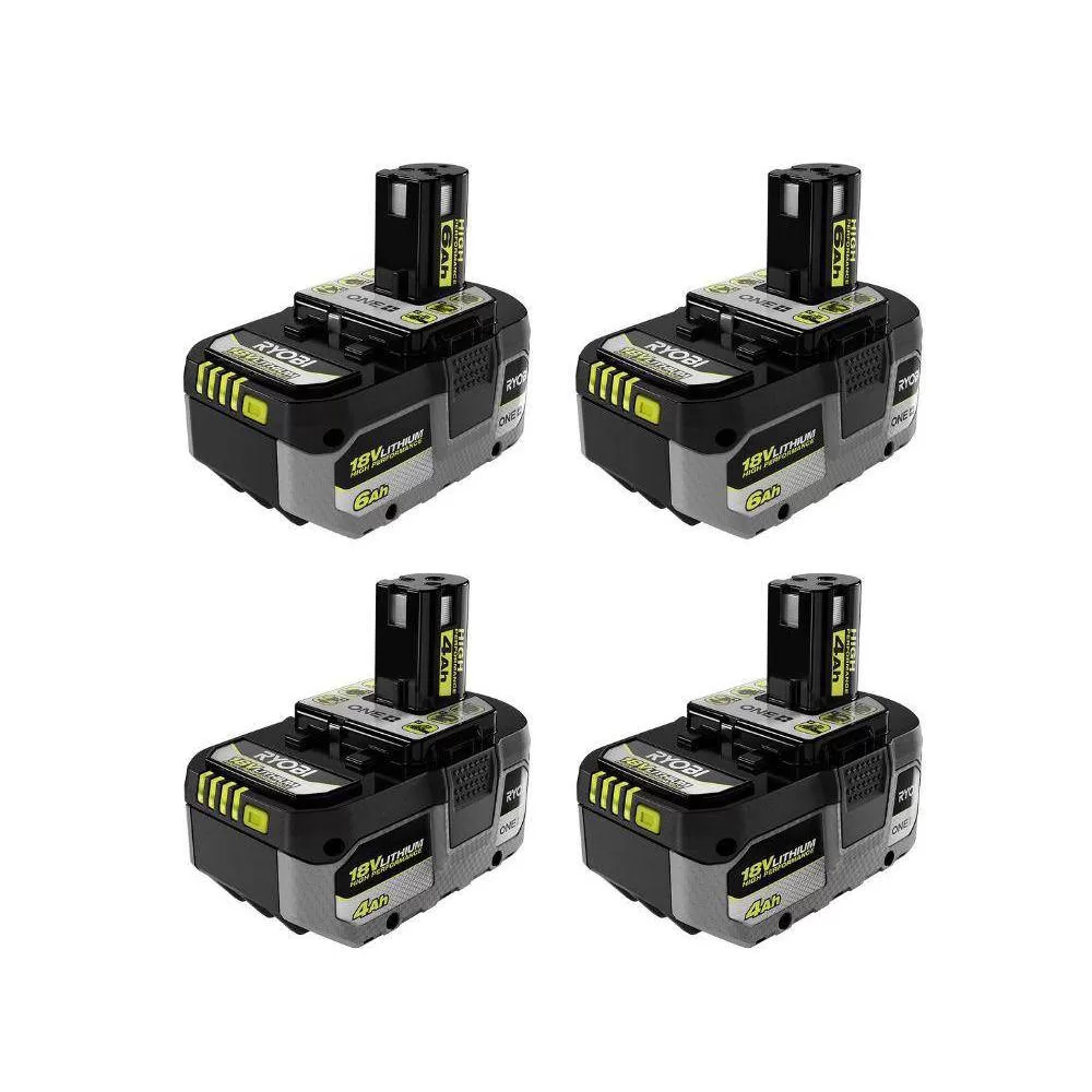 RYOBI PBP2004-PBP2007 ONE+ 18V HIGH PERFORMANCE Lithium-Ion (2) 4.0 Ah and (2) 6.0 Ah Batteries