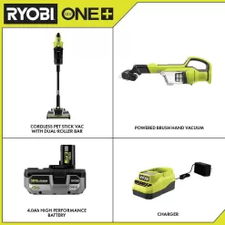 RYOBI PBLSV717K-PCL700B ONE+ HP 18V Brushless Cordless Pet Stick Vacuum Kit