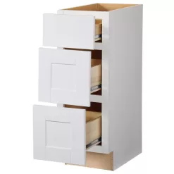 Hampton Bay Shaker 24 in. W x 24 in. D x 34.5 in. H Assembled Drawer Base Kitchen Cabinet in Satin White with Ball-Bearing Glides