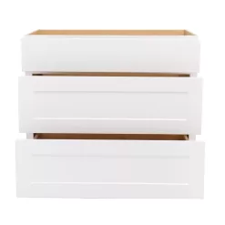 Hampton Bay Shaker 30 in. W x 24 in. D x 34.5 in. H Assembled Drawer Base Kitchen Cabinet in Satin White with Full Extension Glides