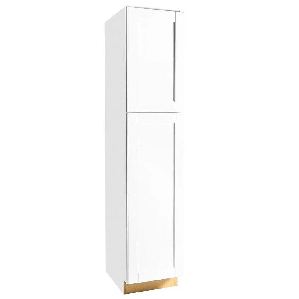 Hampton Bay KP1884-SSW Shaker 18 in. W x 24 in. D x 84 in. H Assembled Pantry Kitchen Cabinet in Satin White