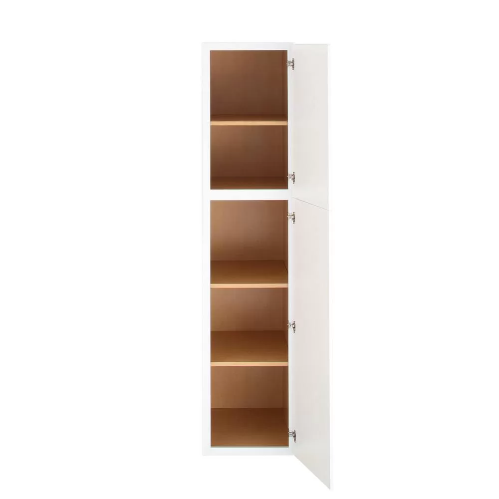 Hampton Bay KP1884-SSW Shaker 18 in. W x 24 in. D x 84 in. H Assembled Pantry Kitchen Cabinet in Satin White