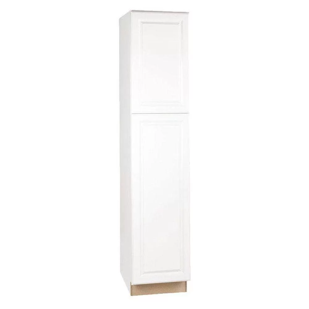 Hampton Bay KP1884-SW Hampton 18 in. W x 24 in. D x 84 in. H Assembled Pantry Kitchen Cabinet in Satin White
