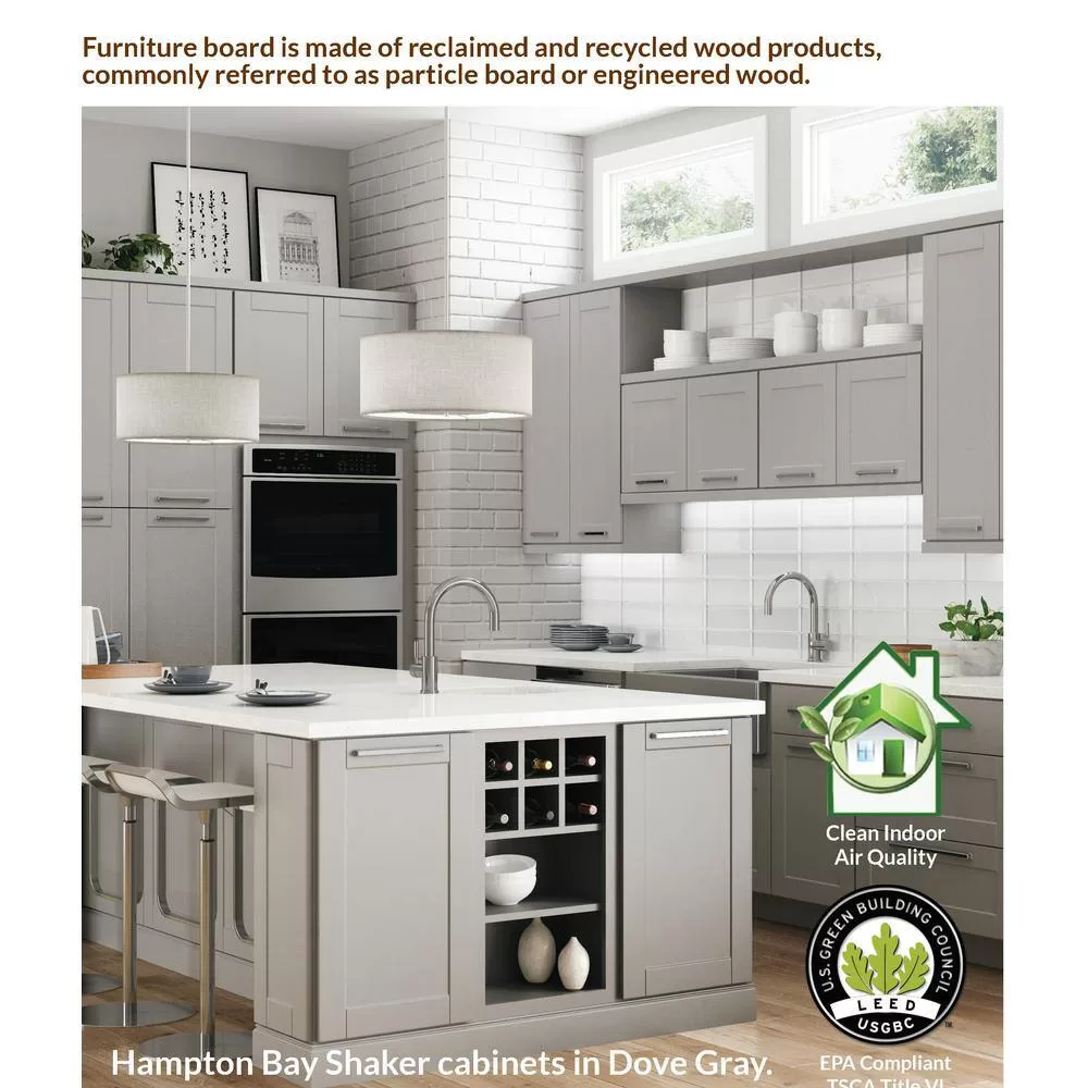 Hampton Bay Shaker 36 in. W x 24 in. D x 34.5 in. H Assembled Apron-Front Sink Base Kitchen Cabinet in Satin White