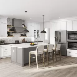 Hampton Bay Shaker 24 in. W x 12 in. D x 42 in. H Assembled Diagonal Corner Wall Kitchen Cabinet in Satin White