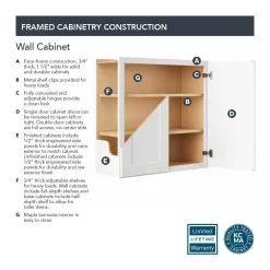 Hampton Bay Shaker 24 in. W x 12 in. D x 42 in. H Assembled Diagonal Corner Wall Kitchen Cabinet in Satin White