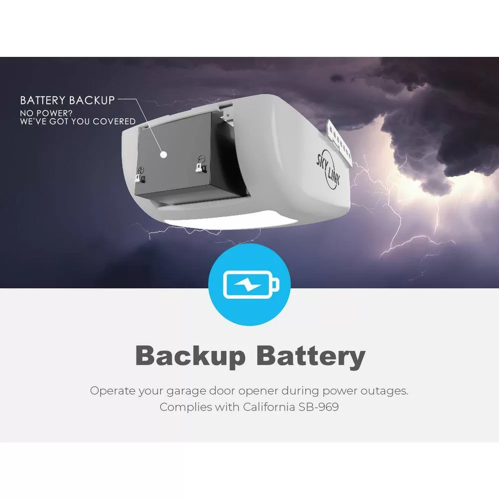 SkyLink ATR-5922BKUW 1-1/4 HPF Quiet Belt Drive Smart Dual LED Garage Door Opener (Wi-Fi) with Battery Backup