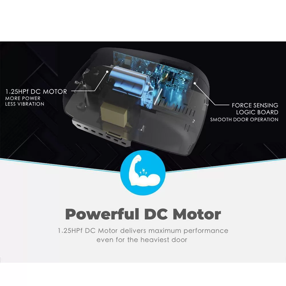SkyLink ATR-5922BKUW 1-1/4 HPF Quiet Belt Drive Smart Dual LED Garage Door Opener (Wi-Fi) with Battery Backup