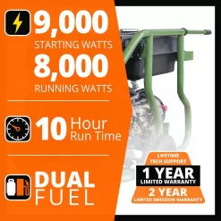 Sportsman 806595 9,000/8,000-Watt Dual Fuel Powered Electric Start Portable Generator