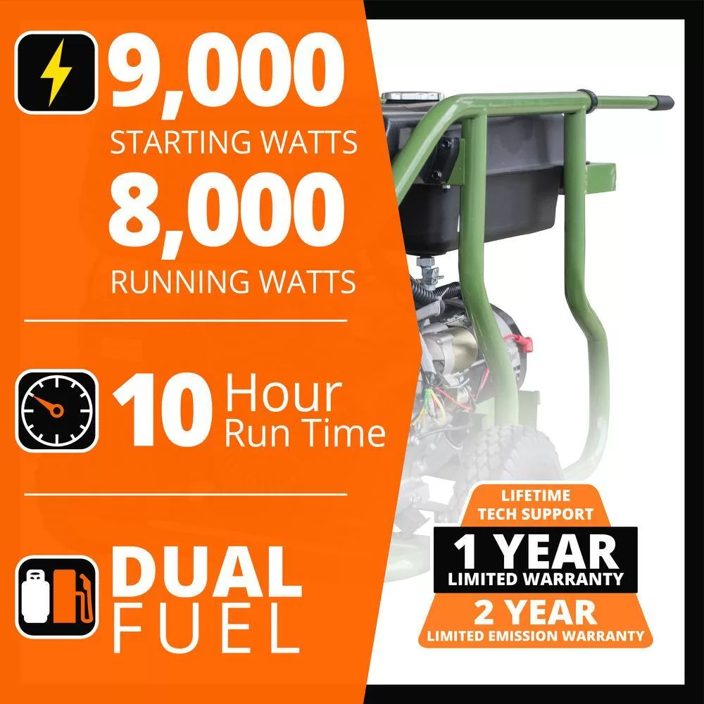 Sportsman 806595 9,000/8,000-Watt Dual Fuel Powered Electric Start Portable Generator