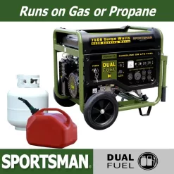 Sportsman 806601 7,500/6,000-Watt Dual Fuel Powered Portable Generator with Electric Start and Runs on LPG or Regular Gasoline