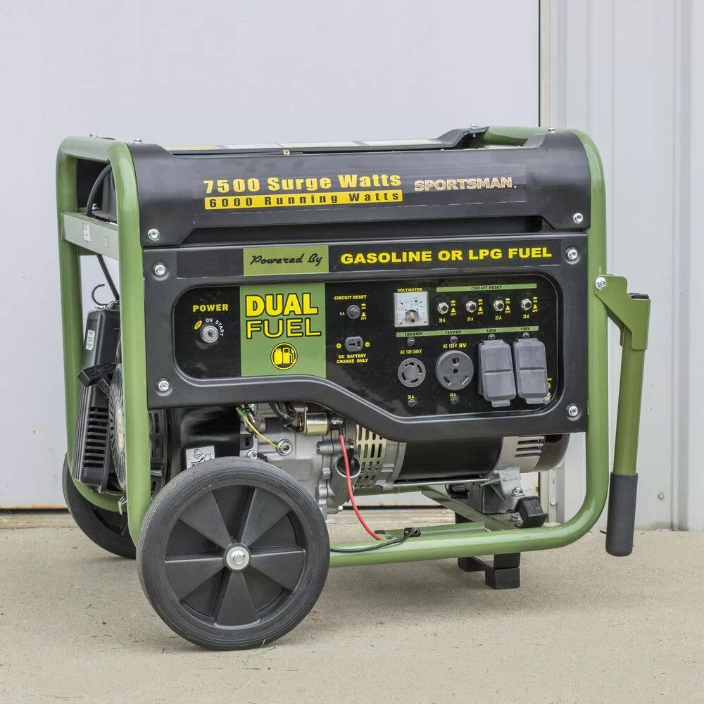 Sportsman 806601 7,500/6,000-Watt Dual Fuel Powered Portable Generator with Electric Start and Runs on LPG or Regular Gasoline