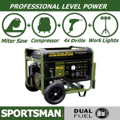 Sportsman 806601 7,500/6,000-Watt Dual Fuel Powered Portable Generator with Electric Start and Runs on LPG or Regular Gasoline