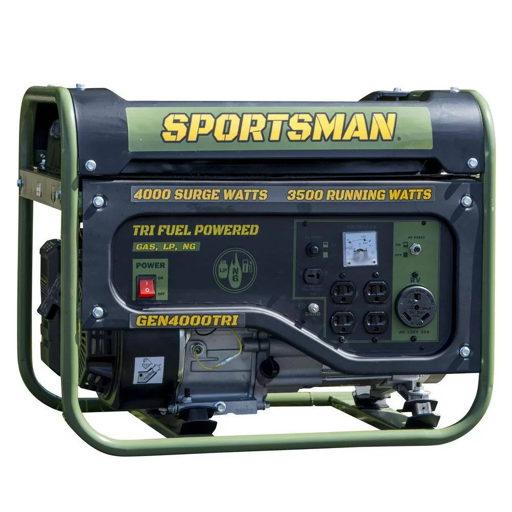Sportsman 806663 4,000-Watt/3,500-Watt Recoil Start Tri Fuel Portable Generator, Runs on Natural Gas, Gasoline, or Propane