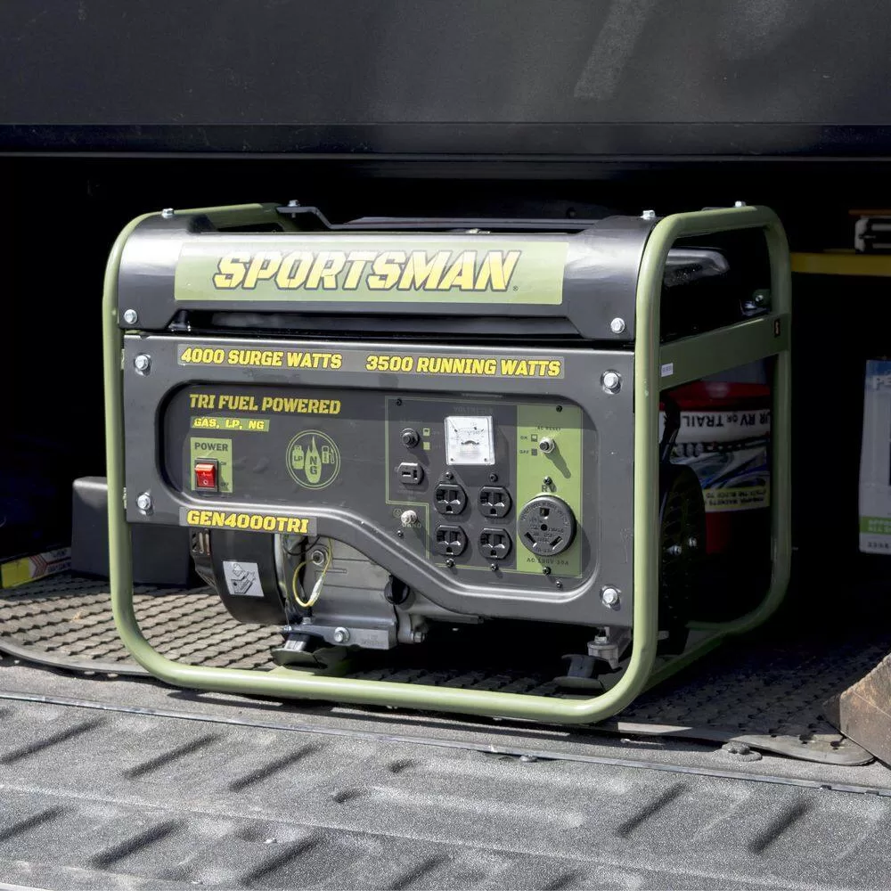 Sportsman 806663 4,000-Watt/3,500-Watt Recoil Start Tri Fuel Portable Generator, Runs on Natural Gas, Gasoline, or Propane