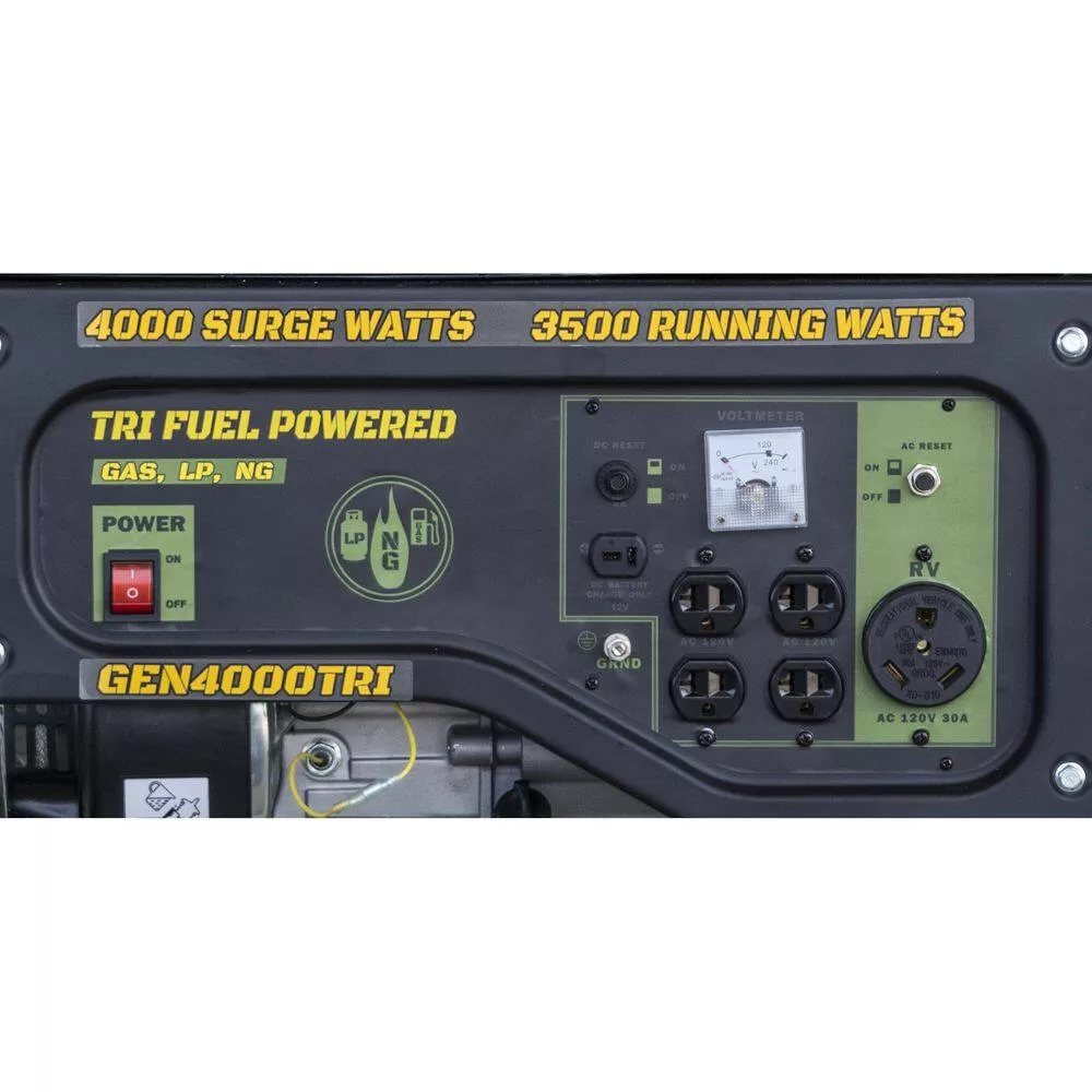 Sportsman 806663 4,000-Watt/3,500-Watt Recoil Start Tri Fuel Portable Generator, Runs on Natural Gas, Gasoline, or Propane