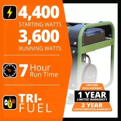 Sportsman 806663 4,000-Watt/3,500-Watt Recoil Start Tri Fuel Portable Generator, Runs on Natural Gas, Gasoline, or Propane