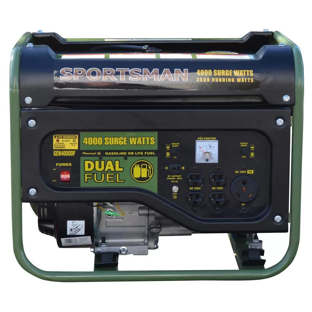 Sportsman 806694 4,000/3,500-Watt Recoil Start Dual Fuel Gasoline Propane Portable Generator with CO Detector Auto-Shutoff