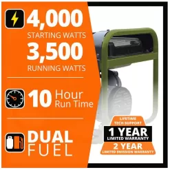 Sportsman 806694 4,000/3,500-Watt Recoil Start Dual Fuel Gasoline Propane Portable Generator with CO Detector Auto-Shutoff