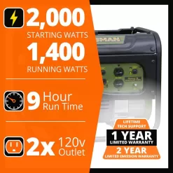 Sportsman 806779 2,000/1,400-Watt Gasoline Powered Portable Generator