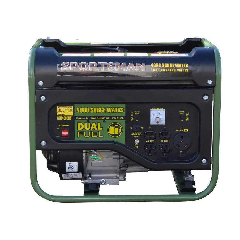Sportsman 806694 4,000/3,500-Watt Recoil Start Dual Fuel Gasoline Propane Portable Generator with CO Detector Auto-Shutoff