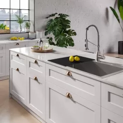 KRAUS KCA-1102 Loften Stainless Steel 33in. Single Bowl Drop-in / Undermount Kitchen Sink with Stainless Steel Pull Down Faucet