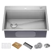 KRAUS KWT320-28-18 Loften 28 in. Drop-in/Undermount Single Bowl Stainless Steel Kitchen Workstation Sink with Accessories