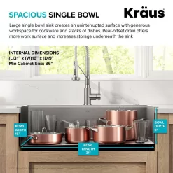 KRAUS Loften 33 in. Drop-in/Undermount Single Bowl Stainless Steel Kitchen Workstation Sink with Faucet and Accessories