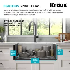 KRAUS KHU100-30 Standart PRO 30 in. Undermount Single Bowl 16 Gauge Stainless Steel Kitchen Sink with Accessories