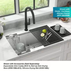 KRAUS KHU100-30 Standart PRO 30 in. Undermount Single Bowl 16 Gauge Stainless Steel Kitchen Sink with Accessories