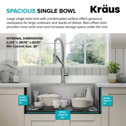 KRAUS Kore Workstation 27 in. 16-Gauge Undermount Single Bowl Stainless Steel Kitchen Sink with Accessories