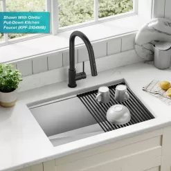 KRAUS Kore Workstation 27 in. 16-Gauge Undermount Single Bowl Stainless Steel Kitchen Sink with Accessories